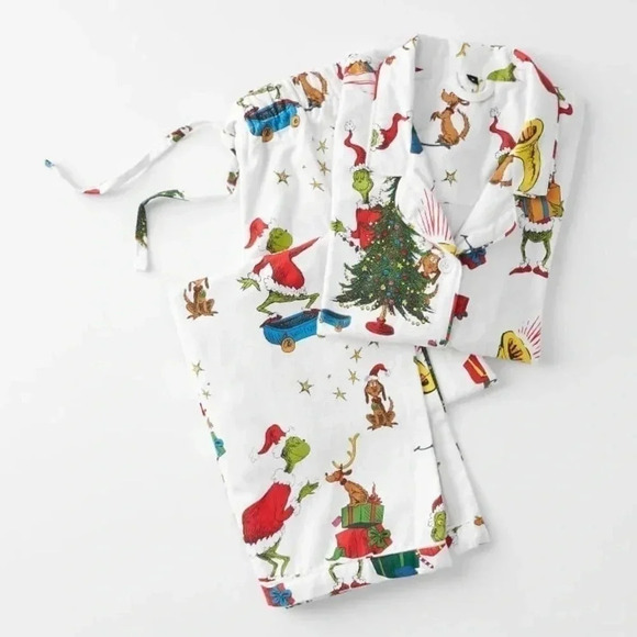 Dr.Seuss's The Grinch & Max Organic Flannel Pajama Set-XXS-NEW-Pottery Barn Teen